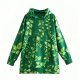Women's Green Leaf Print Oversized Hoodie