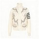 Women's Cream Chain & Pearl Detail Quilted Bomber Jacket