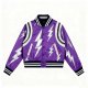 Women's Purple & Silver Lightning Print Varsity Jacket
