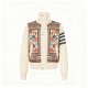 Women's Cream Floral Geometric Print Quilted Bomber Jacket