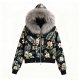 Women's Tropical Floral Print Faux Fur Hooded Jacket